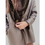 Schwarze Stoffjacke mit Echtpelzkapuze